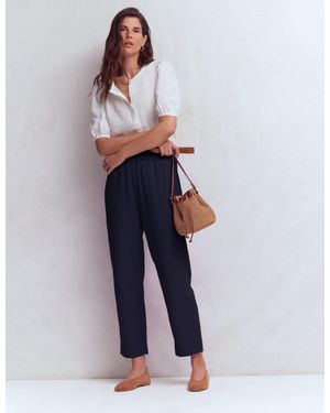 Boden Double Cloth Crop Trousers - Blue