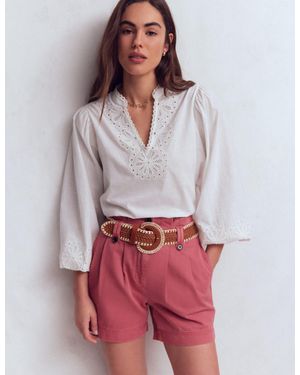Boden Paperbag Linen Belted Shorts - White