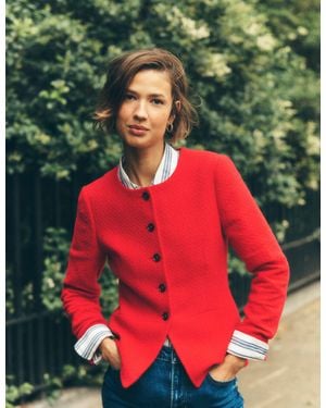 Boden Collarless Tailored Blazer - Green
