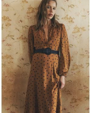 Boden Sheer Yoke Shirt Dress - Brown