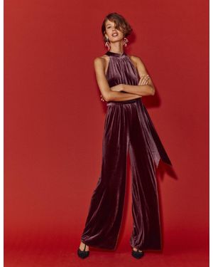 Boden Jersey Halter Jumpsuit - Red