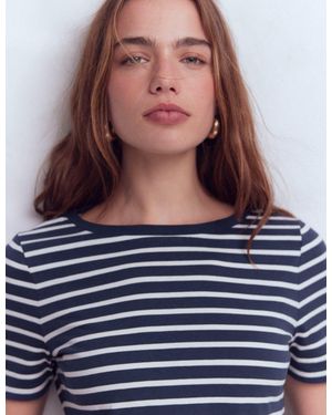 Boden Olivia Short Sleeve Breton, Ivory - Blue