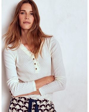 Boden Henley Pyjama Top - White