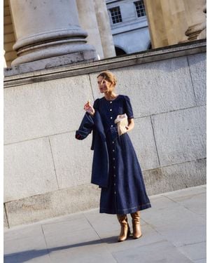 Boden Button Detail Denim Dress - Blue