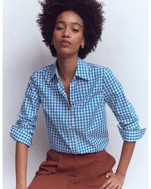 Boden Sienna Cotton Shirt Ivory, Heart Link - Blue