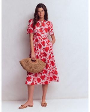 open lace back dress Strawberry Tulle Dress-Red/Pink main image 1