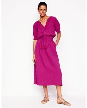 Boden Double Cloth Smocked Skirt - Pink