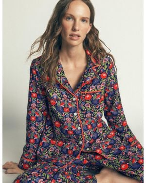 Boden Brushed Cotton Pyjama Shirt - Blue
