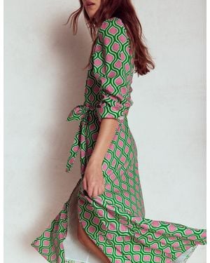 Boden Mia Tiered Shirt Dress - Green