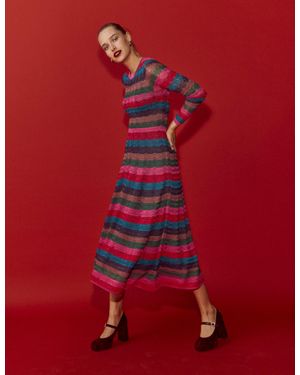 Boden Metallic Wave Dress - Red