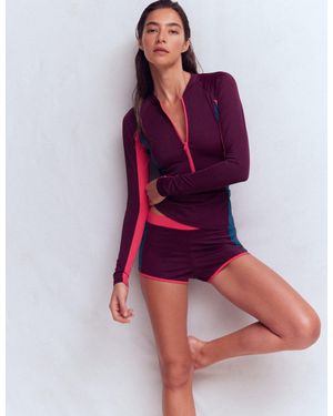 Boden Rash Guard Swim Shorts - Purple