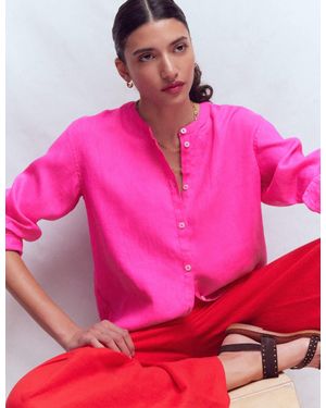 Boden Longline Linen Shirt - Pink