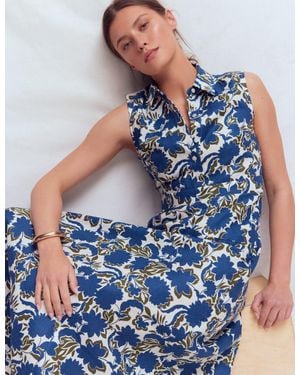 Boden Erma Drop Waist Linen Dress - Blue