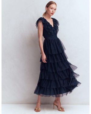 Boden Ruffle Tulle Tiered Dress - Blue