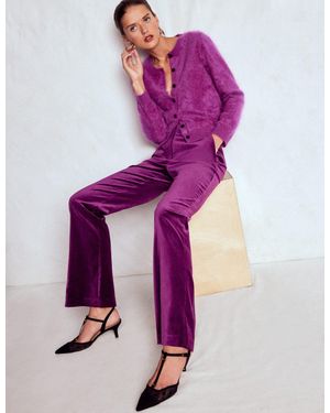 Boden Fitted Velvet Flare Pants - Purple