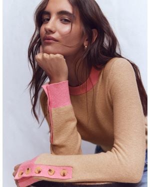 Boden Grace Colour Block Jumper - Red