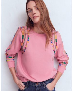 Boden Hannah Embroidered Sweatshirt - Pink