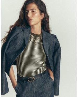 Boden Ribbed Cotton T-Shirt - Blue