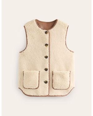 Boden Clerkenwell Borg Button Gilet - Natural