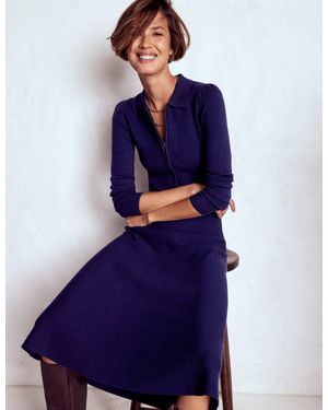 Boden Fiona Zip Front Knitted Dress - Blue