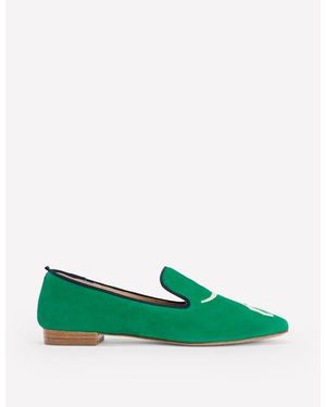 Boden Slipper Cut Loafer Navy, Red Heart