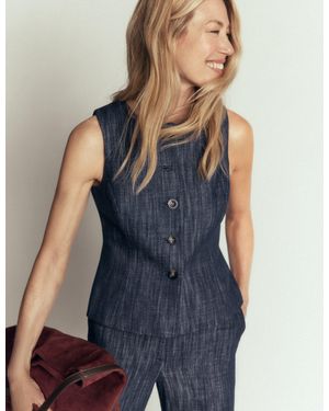 Boden Twill Peplum Waistcoat - Blue