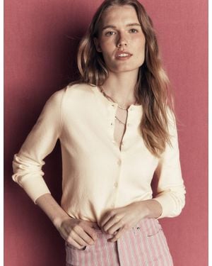Boden Camilla Cotton Crew Cardigan - White