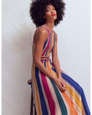 Boden Metallic Multi Stripe Dress - Natural