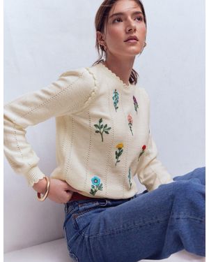 Boden Valeria Crochet Trim Jumper - Brown