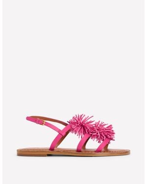 Boden Pom Pom Flat Sandals - Red