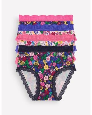 Boden Stripe & Stare High Knickers - White
