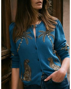 Boden Ria Embellished Knit Cardigan - Blue