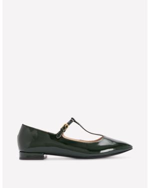 Boden Round Toe T-Bar Flats - Green