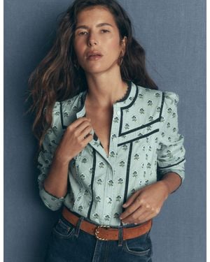 Boden Carmen Lace Trim Cotton Top - Gray