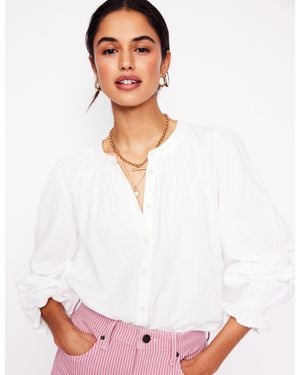 Boden Evie Double Cloth Top - White