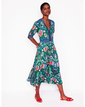 Boden Lily Jersey Midi Tea Dress Bright, Botanic Blush - Red