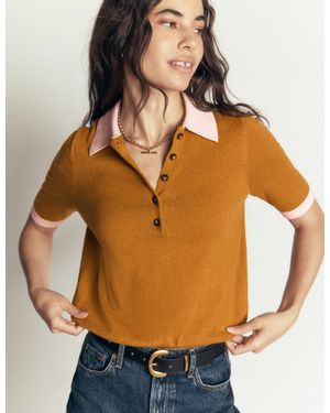 Boden Collared Knitted T-Shirt - Orange