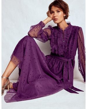 Boden Tulle Ruffle Maxi Dress - Blue