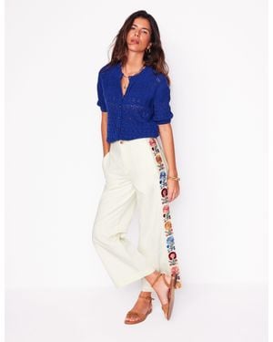 Boden Cropped Embroidered Jeans - Blue