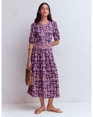 Boden Amber Pleat Jersey Midi Dress - Purple