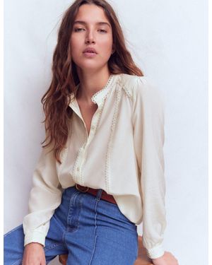 Boden Rhea Trim Detail Silk Top - White