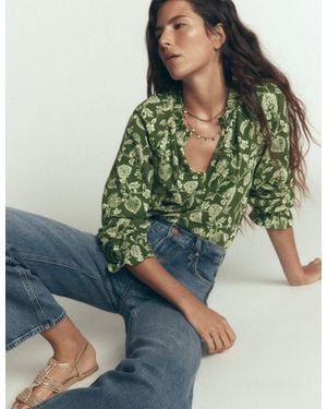 Boden Pia Ruffle Detail Top - Green