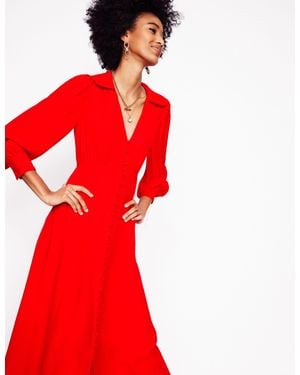 Boden Scalloped Collar Tea Dress - Red