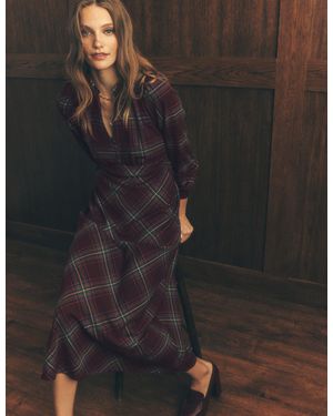 Boden Cassie Checked Tea Dress - Black