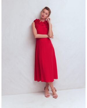 Boden Ruffle Silk Midi Dress - Red
