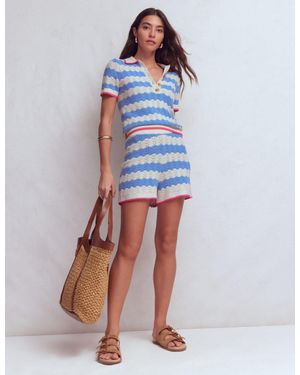 Boden Knitted Pointelle Shorts - Blue