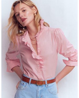 Boden Isabel Ruffle Cotton Shirt - Pink