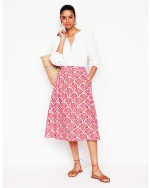 Boden Hattie Poplin Midi Skirt - Pink