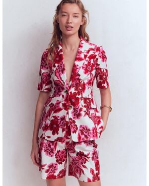 Boden Short Sleeve Cotton Blazer - Red