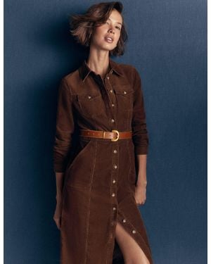 Boden Fleur Cord Midi Dress - Brown
